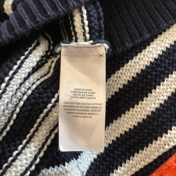 Lauren Ralph Lauren Navy & White Striped Fine Ribbed 100% Cotton Sweater Size S - Picture 12 of 13